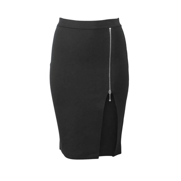 Alexander Wang High Waisted Zip Slit Split Stretch Pencil Knee Length Skirt - Picture 2 of 5